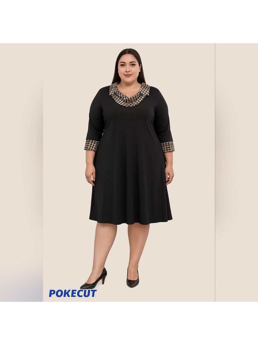 Lane Bryant black with plaid accents stretchy dress Size 18/20 Career